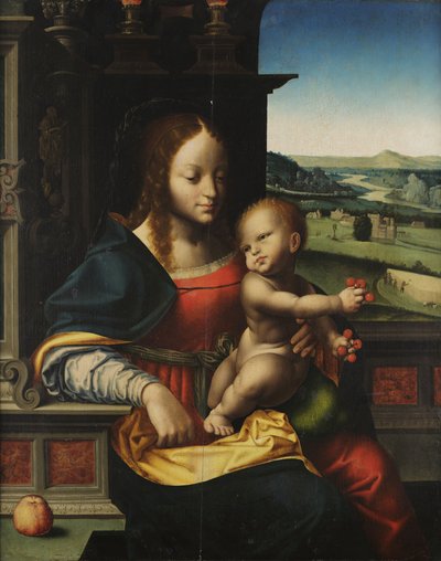 Madonna med barn og frugt af Joos van Cleve