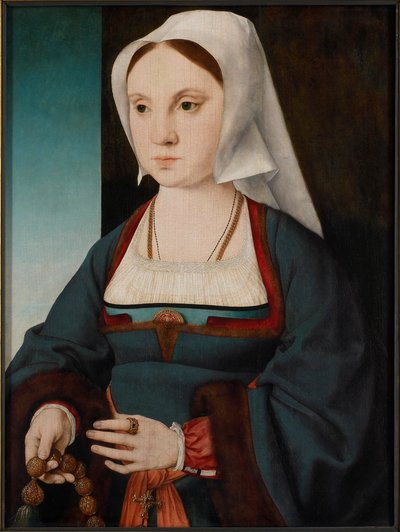 Portræt af en ung dame med rosenkrans, 1514-1519. af Joos van Cleve