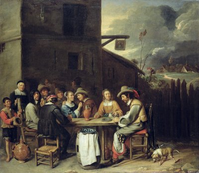 Ledsager hyler foran et værtshus, 1640-50 af Joos van Craesbeeck