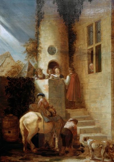 Rytterens ankomst med et dokument af Joos van Craesbeeck