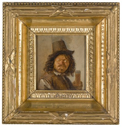Portræt af en mand, der holder om en drink af Joos van Craesbeeck