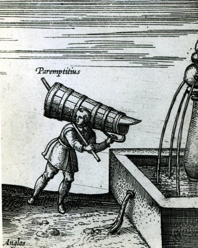 En lærling henter vand fra et springvand (detalje af 105365) af Joris Hoefnagel