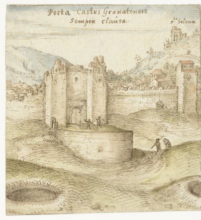 Lukket port til slottet (Alhambra) i Granada af Joris Hoefnagel