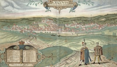 Kort over Krakow, fra "Civitates Orbis Terrarum" af Georg Braun (1541-1622) og Frans Hogenberg (1535-90), ca.1572 af Joris Hoefnagel
