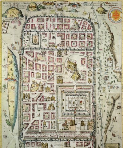 Kort over Jerusalem og det omkringliggende område, fra 