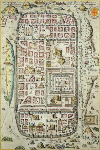 Kort over Jerusalem og det omkringliggende område, fra 