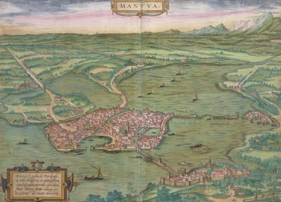Kort over Mantova, fra "Civitates Orbis Terrarum" af Georg Braun (1541-1622) og Frans Hogenberg (1535-90), 1575 af Joris Hoefnagel