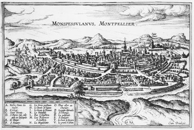 Kort over Montpellier, fra 