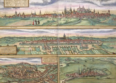 Kort over Nürnberg, Ulm og Saltzburg, fra 