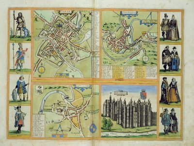 Kort over York, Shrewsbury, Lancaster og Richmond, fra 