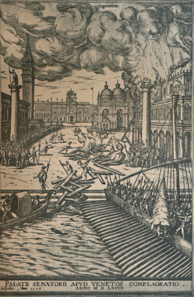 Afbrændingen af Dogepaladset, 1578, 1925. af Joris Hoefnagel