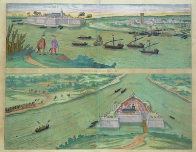To billeder af Comorra, fra "Civitates Orbis Terrarum" af Georg Braun (1541-1622) og Frans Hogenburg (1535-90), ca. 1572 af Joris Hoefnagel