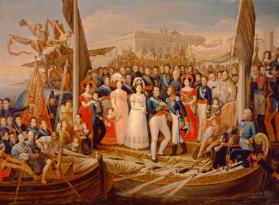 Ferdinand VII landstigning i havnen i Santa Maria, 1800-tallet af José Aparicio