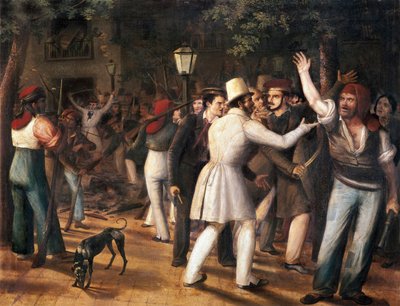 Mytteri på Ramblaen, Barcelona (populært oprør 5. august 1835) af José Arrau y Barba