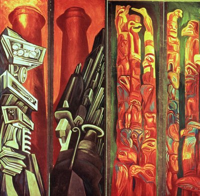 Dekorativt panel III, fra The Epic of American Civilization af José Clemente Orozco