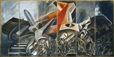 Dykkerbomber og tank, 1940. af José Clemente Orozco