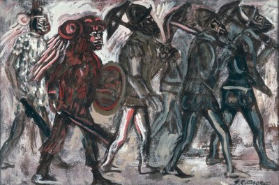The Teules, ca. 1945 (gouache på papir) af José Clemente Orozco