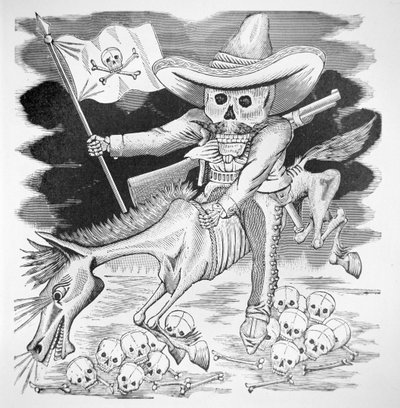 Zapatista-kranie, ca. 1910 (gravering) af José Guadalupe Posada