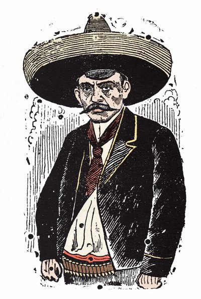 Emiliano Zapata (1880-1919), mexicansk revolutionær. Xylografi af Jose Guadalupe Posada (1852-1913). af José Guadalupe Posada