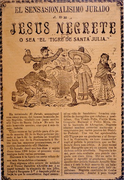 Det meget opsigtsvækkende plot af Jesús Black, a.k.a. The Tiger of Santa Julia af José Guadalupe Posada