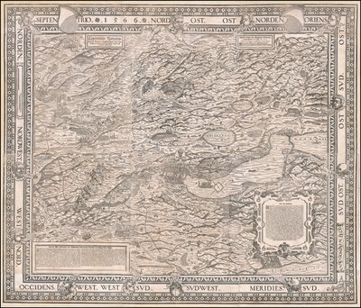 Kort over Zürich og omegn fra 1566 af Jodocus Murer af Jos Murer