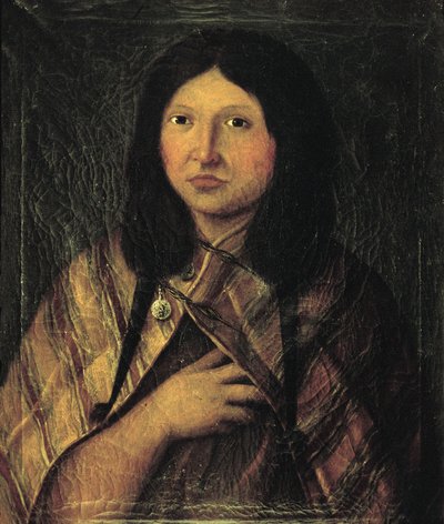 Portræt af en indisk kvinde fra Patagonien, tegning lavet under Alessandro Malaspinas ekspedition til Sydamerika ca. 1791 (tegning) af José del Pozo