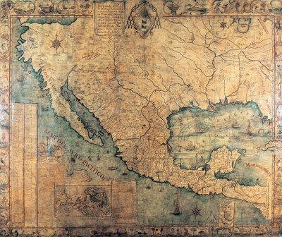 Kort over New Spain (Nordamerika) af Jose Antonio Alzate