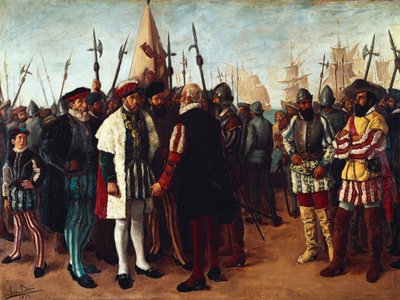 "Den franske kong Francois I (1494-1547) i havnen i Valencia" 1800-tallet (maleri) af Jose Bru Albinana