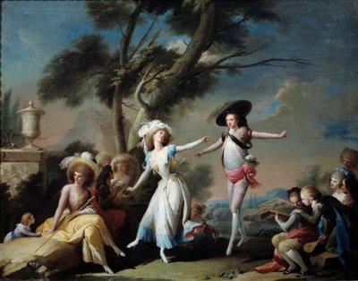 Par i en park. Maleri af Jose Camaron Y Boronat (1730-1803) af Jose Camaron