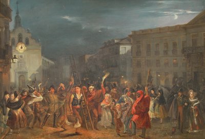 De tre kongers nat på Puerta del Sol, Madrid af José Castelaro y Perea