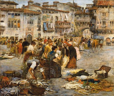 Et marked i Granada (olie på lærred) af Jose Fernandez Alvarado