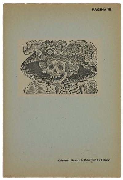 Calavera de la Catrina, ca. 1910, trykt 1943 (foto-relief radering med gravering) af José Guadalupe Posada