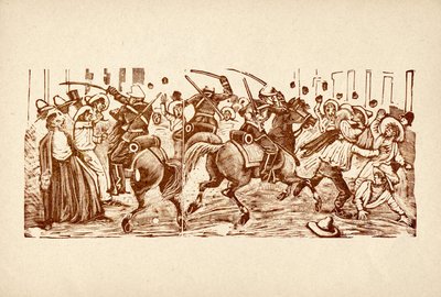 José Guadalupe POSADA (1852-1913): demonstration i Mexico alvorligt undertrykt af politiet under Diaz