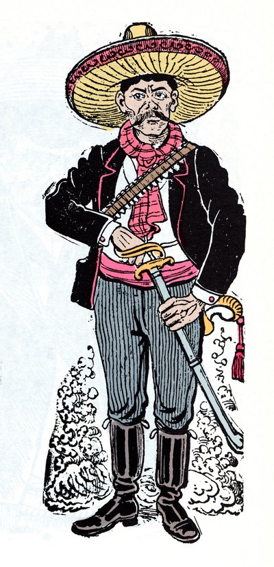 Mexicansk revolution (1910-1920) - Salazar Amador Revolutionær tilhænger af Emiliano Zapata - Xylografi af Jose Guadalupe Posada (1852-1913) af José Guadalupe Posada