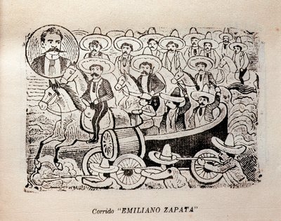 Mexico. Mexicansk revolution "Corrido Emiliano Zapata" (gravering) af José Guadalupe Posada