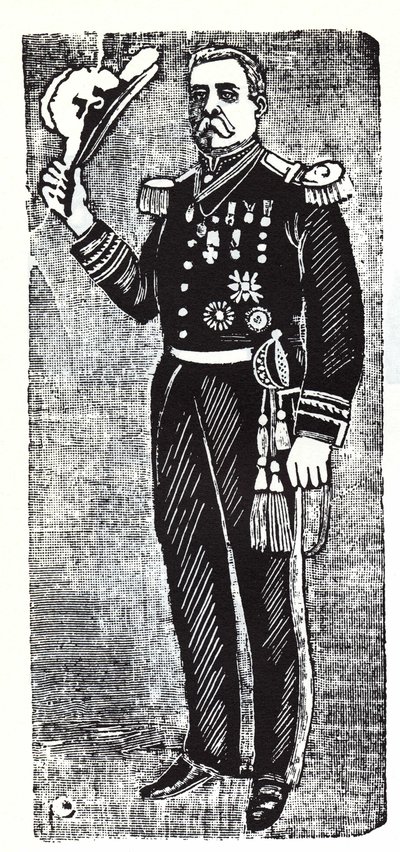 Portræt af Porfirio Diaz (1828-1915), præsident for Republikken Mexico. Xylografi af Jose Guadalupe Inn (1852-1913). af José Guadalupe Posada