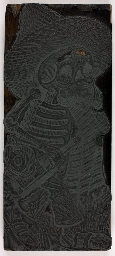 Trykblok til Massernes Calavera, nr. 2 af José Guadalupe Posada