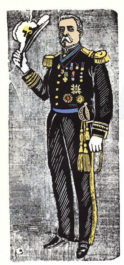 Den mexicanske revolution (1910-1920): Porfirio Diaz (1828-1915), præsident for Republikken Mexico. Xylografi af Jose Guadalupe Inn (1852-1913). af José Guadalupe Posada