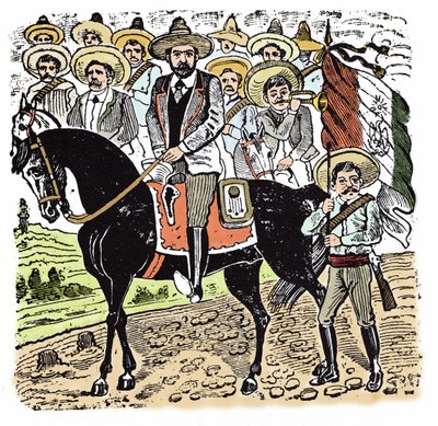 Den mexicanske revolution (1910-1920): Portræt af Francisco Indalecio Madero (1873-1913) mexicansk revolutionær. Xylografi af Jose Guadalupe Inn (1852-1913). af José Guadalupe Posada
