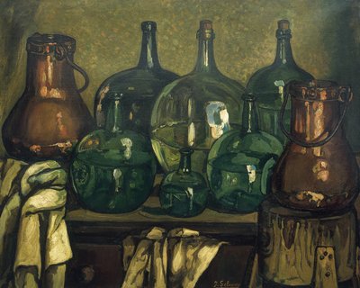 GUTIERREZ SOLANA, Jose (1886-1945). Stilleben med flaske. 1927. Samtidskunst. Olie på lærred. Privat samling af Jose Gutierrez Solana