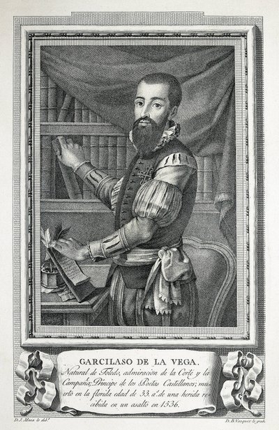 MAEA, Jose (1760-1826). Portræt af Garcilaso de la Vega. 1791. Tegning af Jose Maea burin graveret af Bartolome Vazquez. Ætsning. af Jose Maea