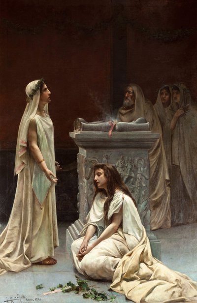 Akademisk kunst: Vestalerne af Rico Cejudo, Jose (1864-1943) af Jose Rico y Cejudo