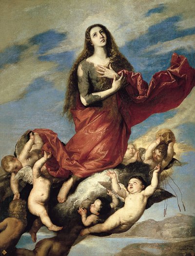 Maria Magdalene taget op til himlen af Jusepe de Ribera