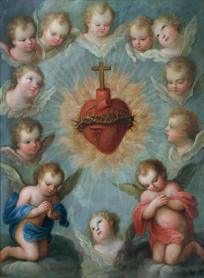 Jesu hellige hjerte omgivet af engle, ca. 1775 af Jose de or Joseph Paez