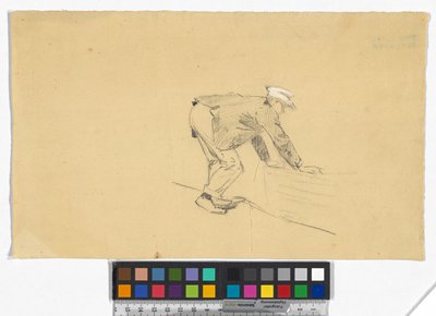 Studie eines Mannes mit Boot af Josef Engelhart