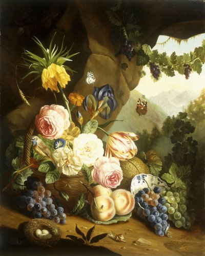 Stilleben med diverse blomster af Josef Holstayn
