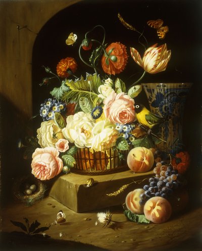 Stilleben med diverse blomster af Josef Holstayn