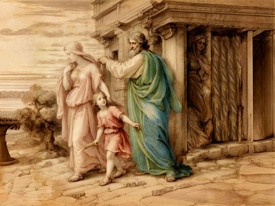 A1_Genesis_27-Hagar og Ismael sendt bort af Josef Johann Michel