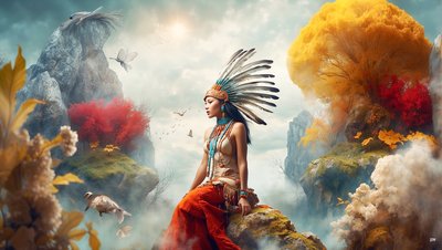 Dreamcore_dreamlike_scene-native american_01 af Josef Johann Michel