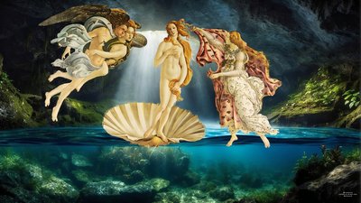 JJM-recreate_Botticelli-S_Die Geburt der Venus _undervand af Josef Johann Michel